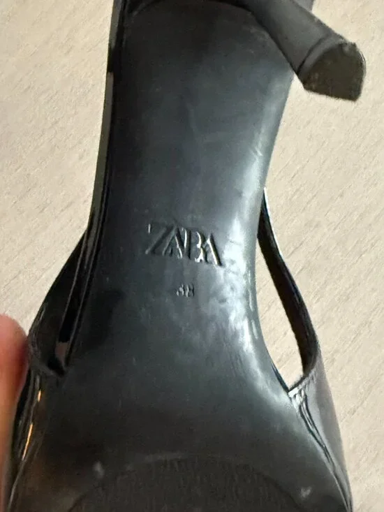 ZARA Black Patent Slingback Heels – Pointed Toe Stiletto Pumps - Picture 5 of 9